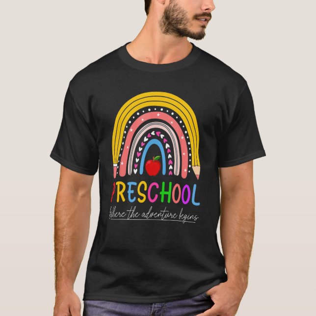 Back to school Preschool Rainbow där Adventu T Shirt (Framsida)