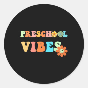 Back to school Preschool Vibes första skoldag Runt Klistermärke