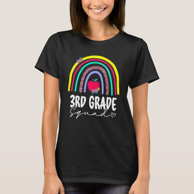 Back To School Rainbow 3rd Third Grade Squad Teach T Shirt (Framsida)