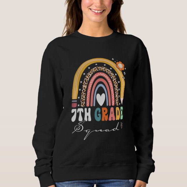 Back To School Rainbow 7th Seventh Grade Squad Tea T Shirt (Framsida)