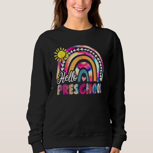 Back To School Rainbow Boho Tie Dye Teacher Hello  T Shirt (Framsida)