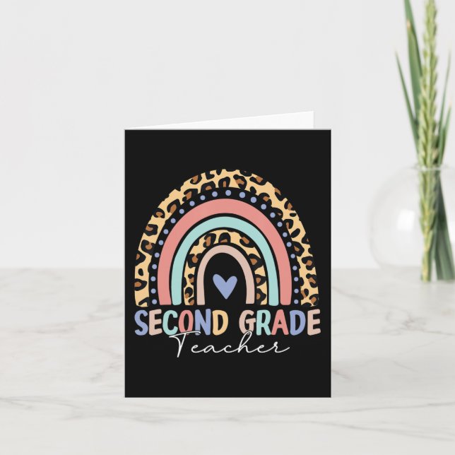 Back to school Rainbow Leopard Second Klass Teache Kort (Framsida)