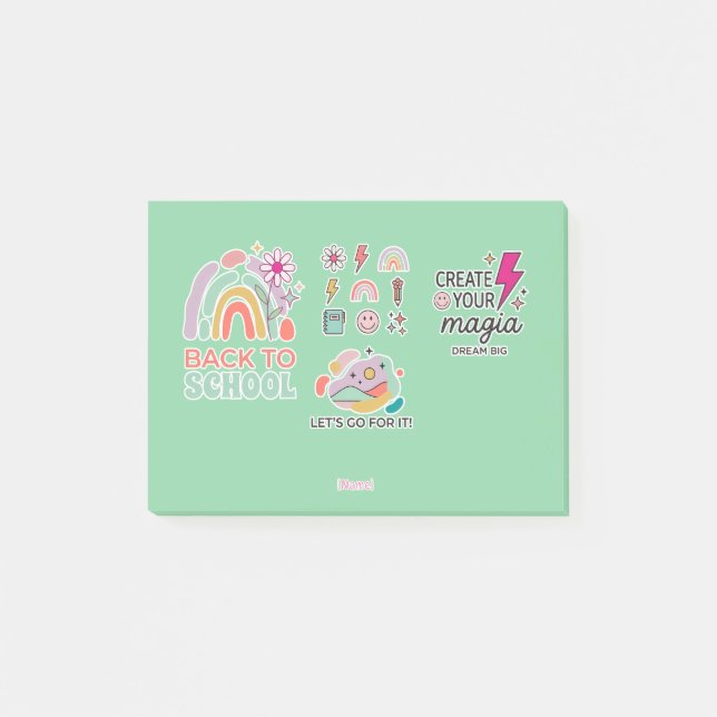 Back to School Rainbow / Regreso Arcoíris Escolar Post-it Block (Framsida)