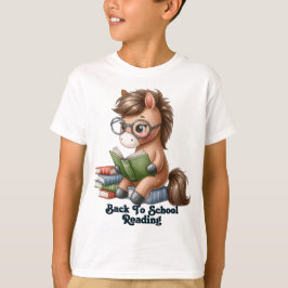 Back to school Reading , Horse Reading Bokar, T Shirt