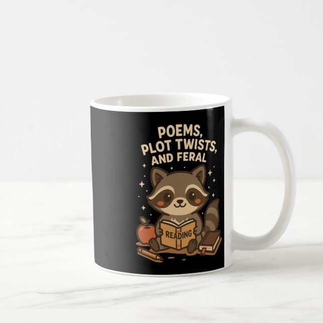 Back To School Reading Teacher Raccoon Poem Plot T Kaffemugg (Höger)