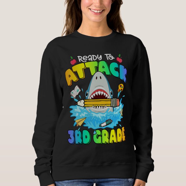 Back To School Ready To Attack 3rd Grade Shark Boy T Shirt (Framsida)