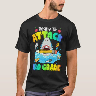 Back To School Ready To Attack 3rd Grade Shark Boy T Shirt