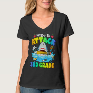 Back To School Ready To Attack 3rd Grade Shark Boy T Shirt