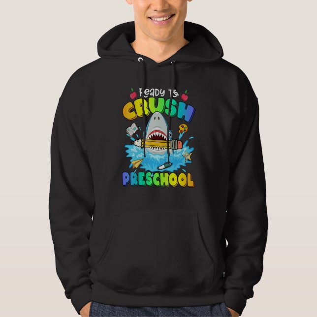 Back To School Ready To Crush Preschool Shark Boy  Hoodie (Framsida)