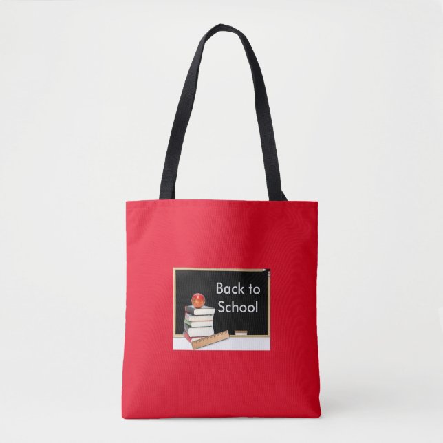 Back to school Red Bok Tote Bag Tygkasse (Framsida)
