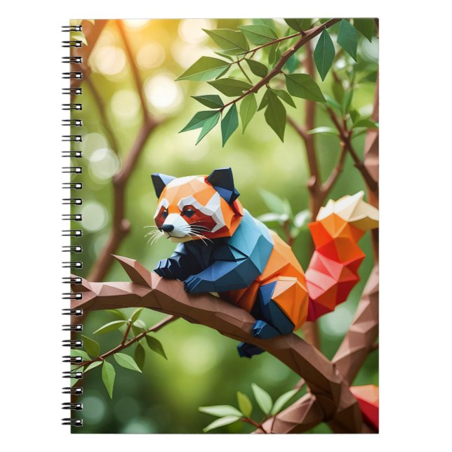 Back To School Red Panda Origami Anteckningsbok (Framsidan)