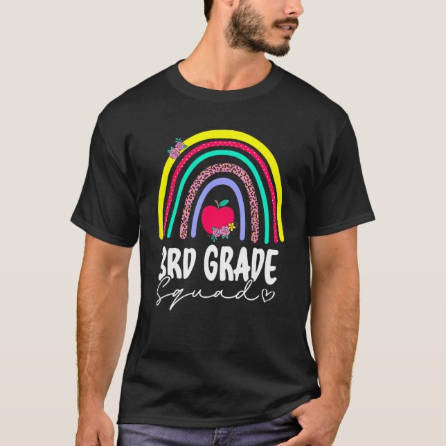 Back to school Regnbåge 3:e tredje Klass-kvadraten T Shirt (Framsida)