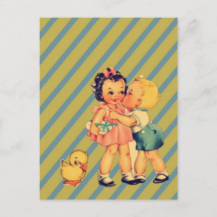 back to school Retro mönster kitsch Vintage Kids Vykort