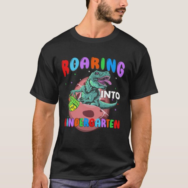 Back to School Roaring Kindergarten Dinosaur Rex B T Shirt (Framsida)