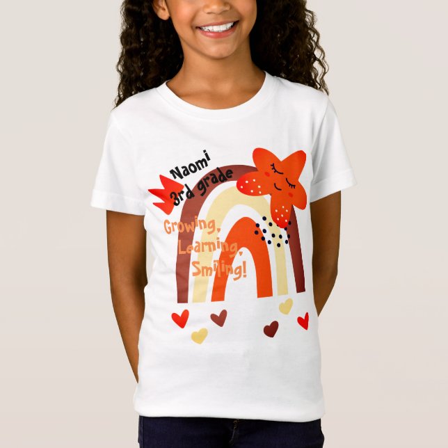 Back to school | Roligt Cute Boho Stil Kids Namn T Shirt (Framsida)