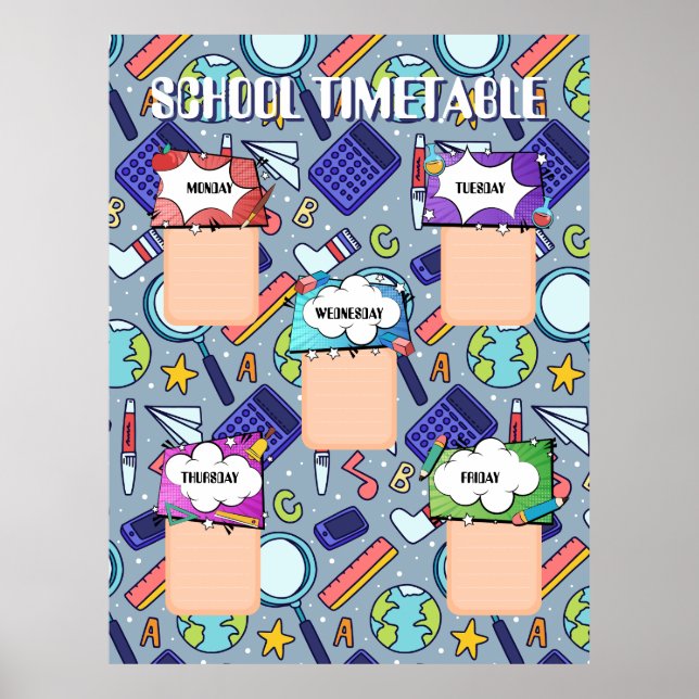 Back to school. SCHOLTIDTABELL Poster (Framsidan)
