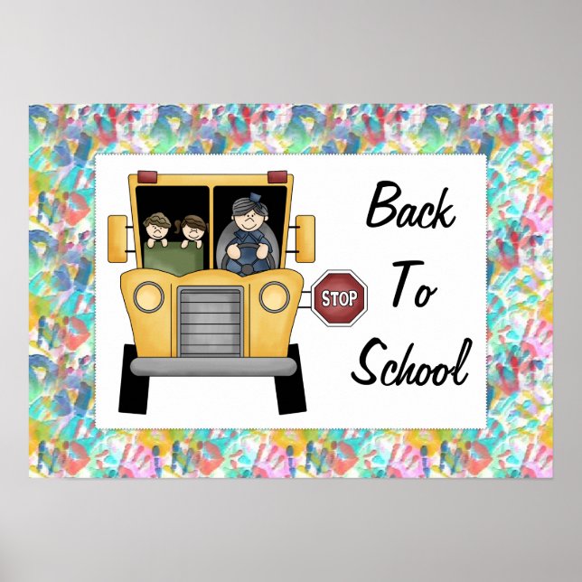 Back to school School Buss Anpassningsbar Print Po Poster (Framsidan)