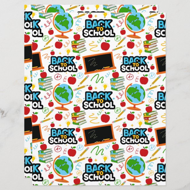 Back to School Scrapbook Paper (Fram/baksida)