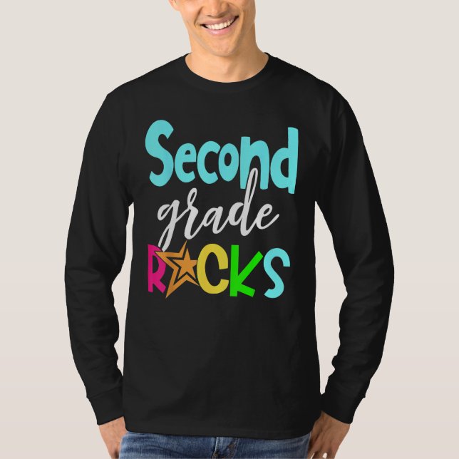 Back To School Second 2nd Grade Rocks Boys Girls K T Shirt (Framsida)