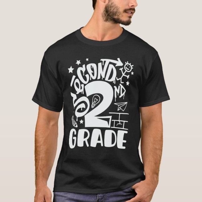 Back To School Second 2nd Grade Teacher Boys Graff T Shirt (Framsida)