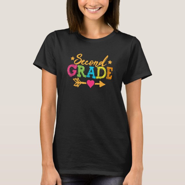 Back To School Second Grade Girls Boys Teacher Tea T Shirt (Framsida)