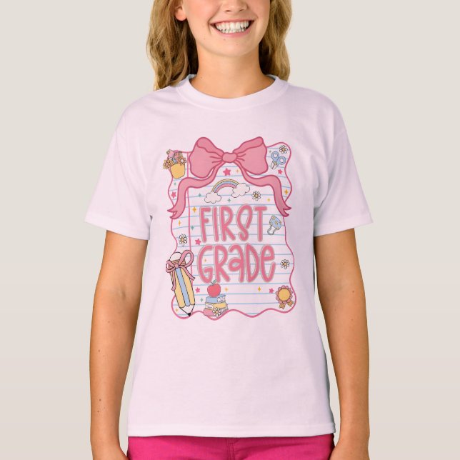 Back to School Shirt, First Grade T shirt  (Framsida)