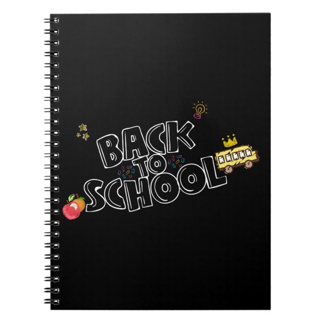 Back to school Shirt Funny School Buss med Krona Anteckningsbok (Framsidan)