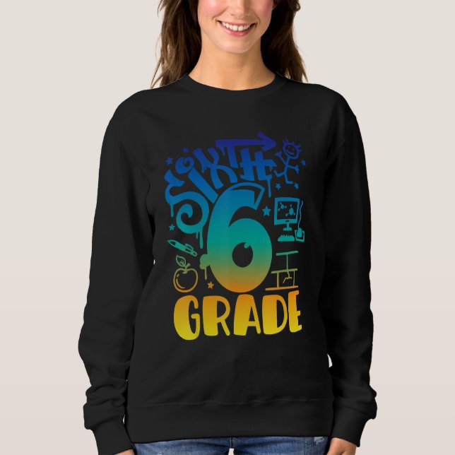 Back To School Sixth 6th Grade Teacher Boys Graffi T Shirt (Framsida)