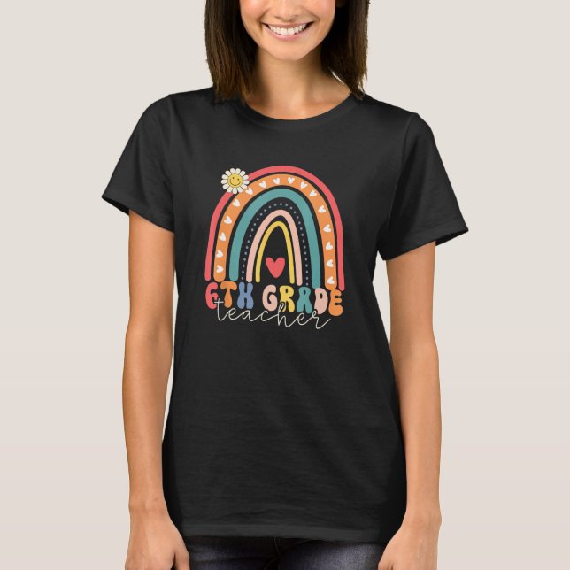Back To School Sixth Grade Vibes Retro Teacher Wom T Shirt (Framsida)
