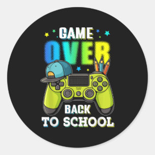 Back to school spelar över för pojkens barn Gamers Runt Klistermärke
