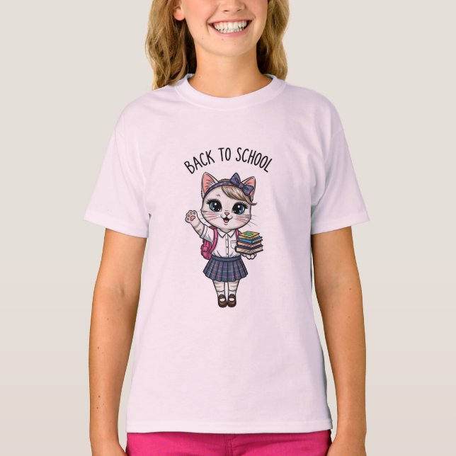 Back to school Student Cat T-shirt (Framsida)