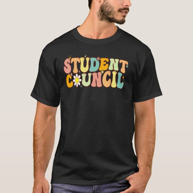 Back to School Student Council groovy Students Boy T Shirt (Framsida)