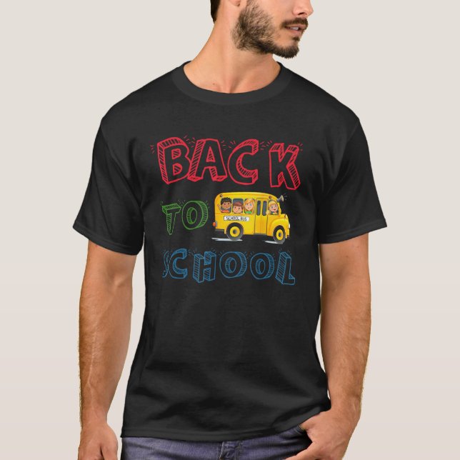 Back To School Students School Bus Teaching T Shirt (Framsida)