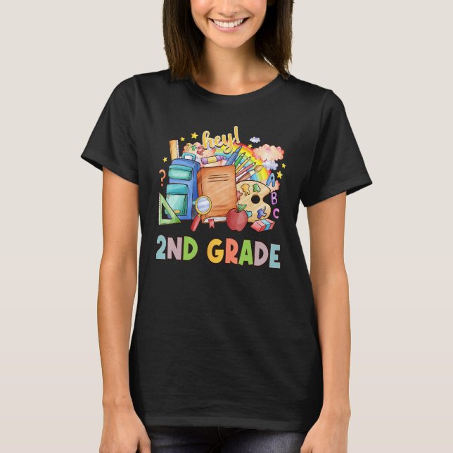 Back To School Students Teacher Hey 2nd Second Gra T Shirt (Framsida)