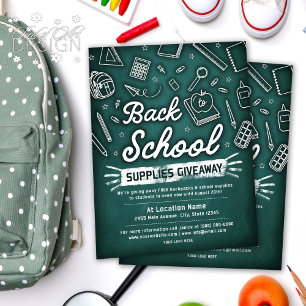 Back to school Supplies Giveaway Grönt Chalkboard Reklamblad