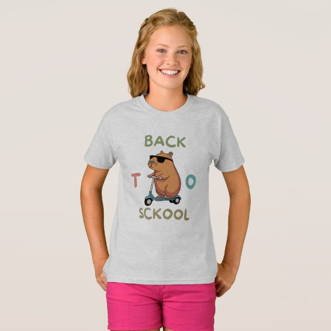Back to school T-Shirt med  björn (Hel framsida)