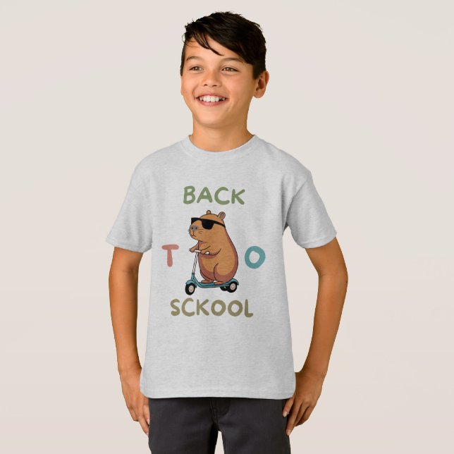 Back to school T-Shirt med  björn (Hel framsida)