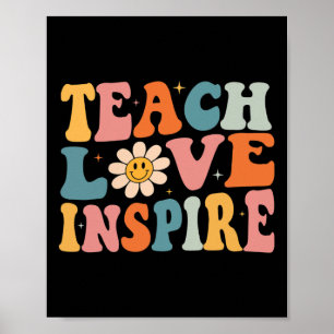 Back to school Teach Kärlek Inspire Retro Teacher Poster