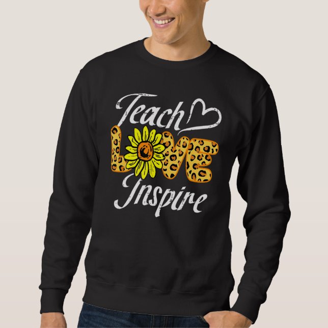 Back to school Teach Kärlek Inspire Solrosolja Leo Lång Ärmad Tröja (Framsida)