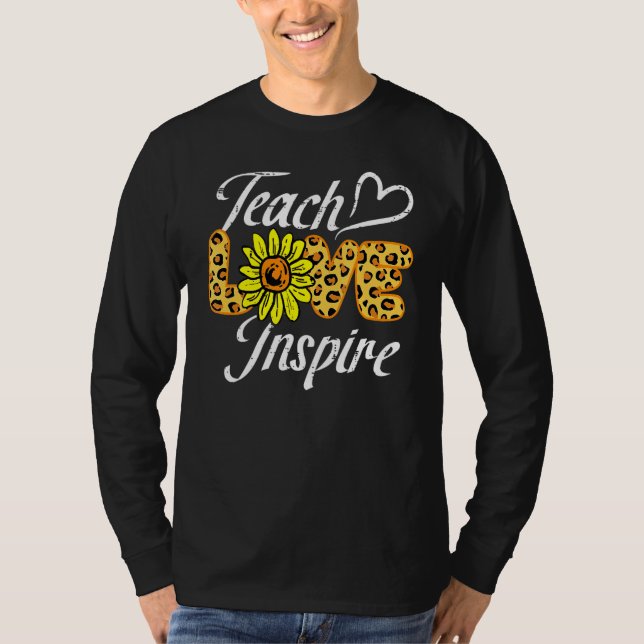 Back to school Teach Kärlek Inspire Solrosolja Leo T Shirt (Framsida)