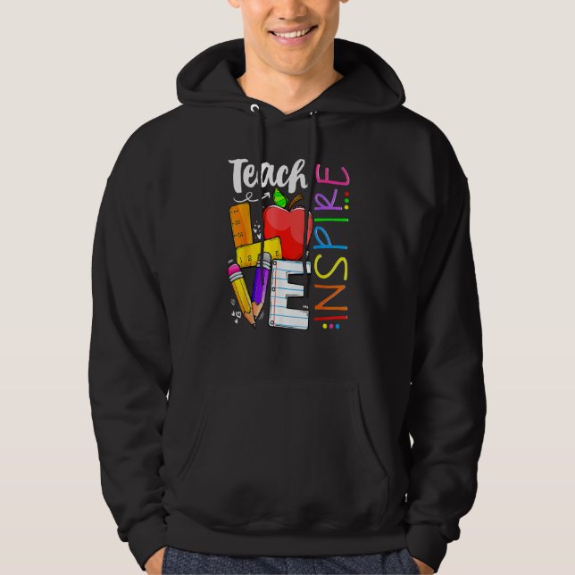 Back To School Teach Knowledge And Fun Teacher Flo Hoodie (Framsida)