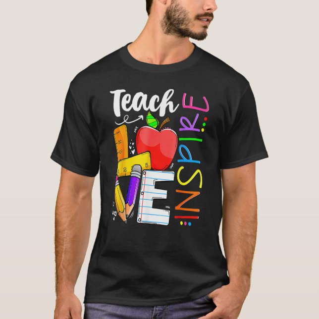 Back To School Teach Knowledge And Fun Teacher Flo T Shirt (Framsida)