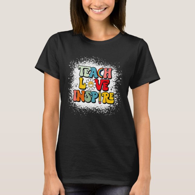 Back To School Teach Love Inspire Retro Teachers_1 T Shirt (Framsida)