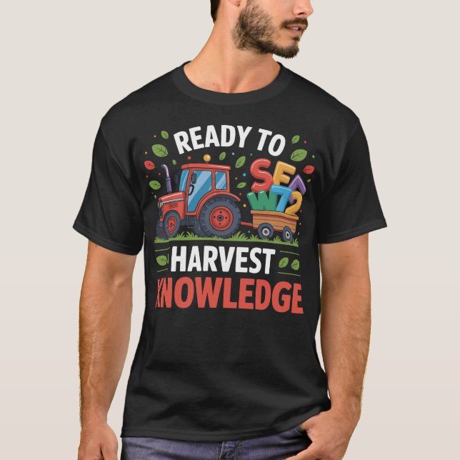 Back to School Teacher Farmer Tractor 100th Day  T Shirt (Framsida)