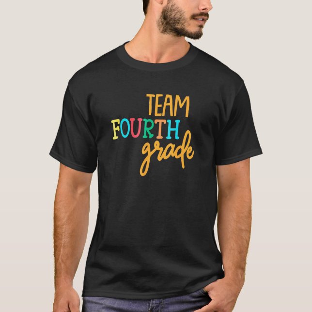 Back To School Team 4th Fourth Grade Teacher Cute T Shirt (Framsida)