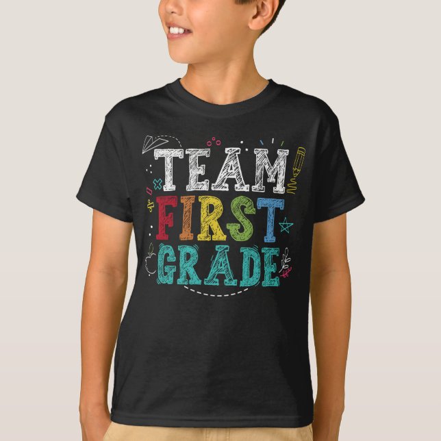 Back to school-teamet Första Klass Student 100-dag T Shirt (Framsida)