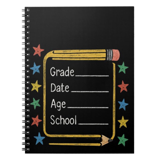 Back to school-tecken | Första skoldagen Anteckningsbok (Framsidan)