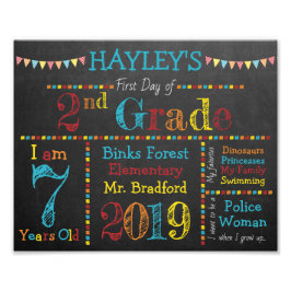 Back to school-tecken - primärt Färg - första dage Fototryck