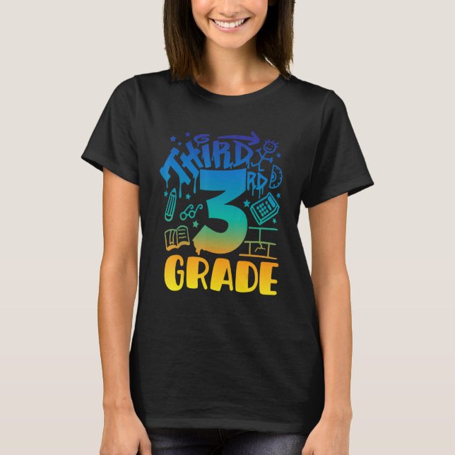 Back To School Third 3rd Grade Teacher Boys Graffi T Shirt (Framsida)