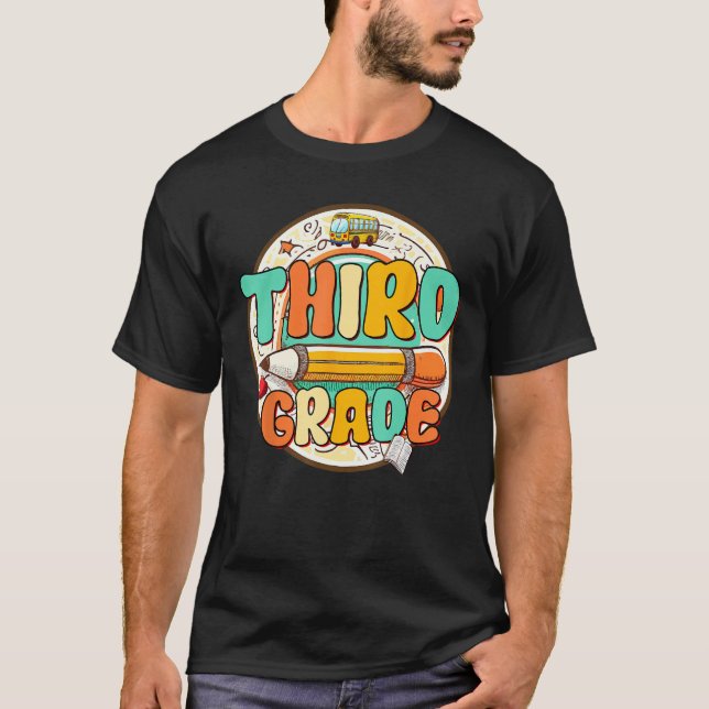 Back To School Third Grade Vibes Student Teacher W T Shirt (Framsida)
